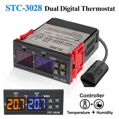 STC-3028 AC 220V DC 12V-24V Controlador de Umidade Digital Dispositivo de Monitorização de Potência Dupla