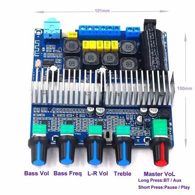 2.1 Tabela de amplificador de subwoofer de canal com saída de graves de 100W e Bluetooth 5.0 TPA3116D2 Audio Stereo Equalizer
