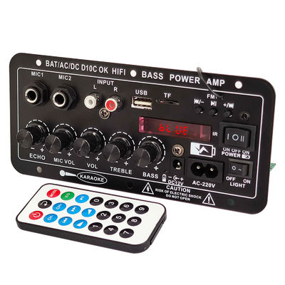 Amplificador de áudio mono para carro 24V/220V com microfone duplo de potência de 120W e Bluetooth para subwoofer e karaokê