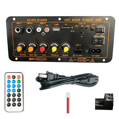 Tabela de amplificador de áudio de carro de 100-300W com Bluetooth 5.0 e entrada dupla de microfone para Karaoke e subwoofer