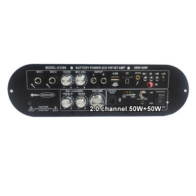 D1200 2.0 Canal 50W+50W BT Digital Amplifier Board 12V Recarregável para uso em casa em carro