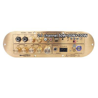 Amplificador doméstico de alta potência D900 2x50W + 100W com placa Bluetooth IC importada canal 2.1