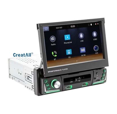Tela retrátil de 7 polegadas Creatall All-in-One Wireless CarPlay Smart para Câmera de ré Bluetooth MP5 Player para carro