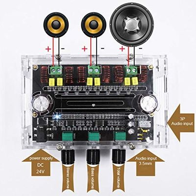 Módulo amplificador de áudio de 3 canais DC 6-100V com potência de saída de 80W * 2 + 100W para sistemas de áudio profissionais