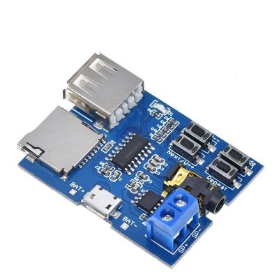 Tabela de decodificação de MP3 com cartão TF monoamplificador de 2W e modo de reprodução de disco U para módulo de reprodução de áudio de bateria de lítio de 3,7 V