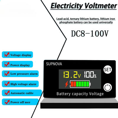 Calibre acidificado ao chumbo 12V-84V do volt da motocicleta do voltímetro do amperímetro de Digitas