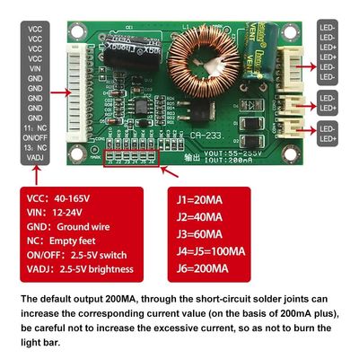 Corrente constante da saída de Board 55-255V do motorista do luminoso do diodo emissor de luz CA-233