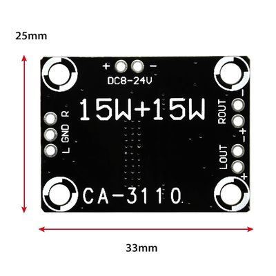 TPA3110 Quadro de amplificador de áudio de alta potência 15W*2 DC 8-18V