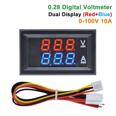 O volt ampère da C.C. 0-100V 10A Digitas mede C.A. 0,28&quot; movimentação azul vermelha IC