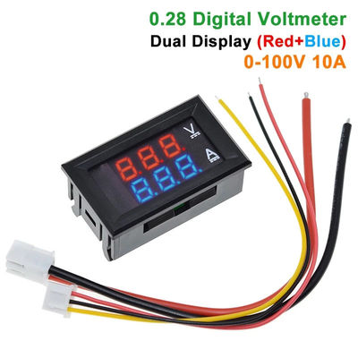 O volt ampère da C.C. 0-100V 10A Digitas mede C.A. 0,28&quot; movimentação azul vermelha IC
