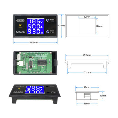 Wattmeter 5A 10A LCD Digital do amperímetro do voltímetro da C.C. 0-100V 0-50V