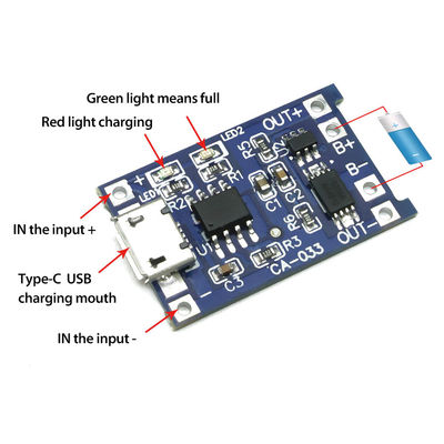 Funções TP4056 duplas de Ion Battery Charging Module 1A 18650 do lítio CA-033