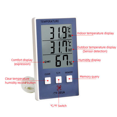 estação meteorológica da ponta de prova do sensor da exposição do medidor C/F LCD da umidade da temperatura da precisão 1.8F