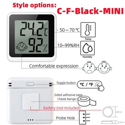 Controlador Temperature Humidity Gauge do termômetro de Digitas do ABS 4.3*4.3*1.2cm
