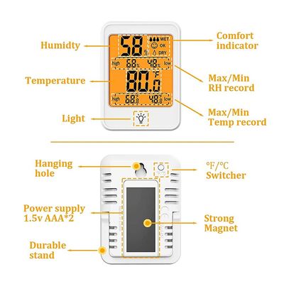 Medidor 10% da umidade da temperatura ambiente do LCD - 99%RH -4F-158F