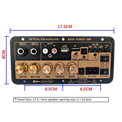D50 100W Power Output Amplifier Board com entrada de áudio óptico e tons baixos e altos ajustáveis Bluetooth AMP