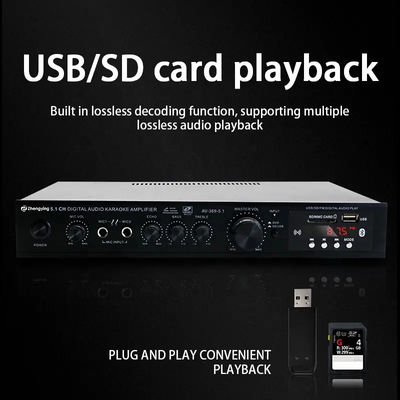 LDZS 5.1 Canal Amplificador de Áudio Profissional com 200W + 200W de Potência e suporte Bluetooth para sistemas de home theater
