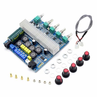 2.1 Amplificador HiFi Bluetooth 5.0 Placa de áudio com saída 2*50W+100W e alimentação DC12~24V