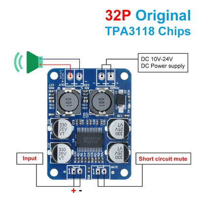 CA-3118 Quadro de amplificador 1*60W 8-24V TPA3118 PBTL Mono Classe D Quadro de áudio de potência digital