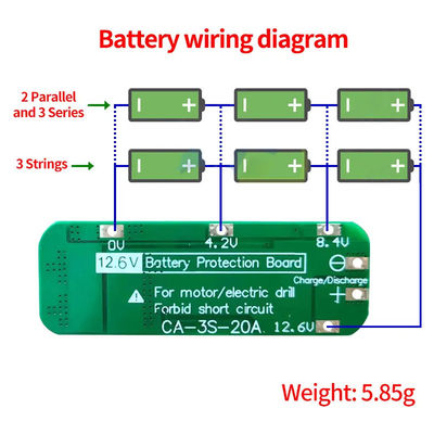 CA-3S-20A-E 11.1V 12V 12.6V BMS Painel de Proteção de Bateria Lítio 3s Bms Modulo