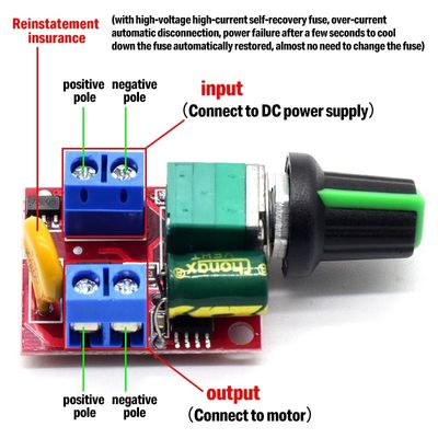 CA-105AS 35V 5A 90W Controlador de velocidade do motor PWM Ajuste do painel de interruptor para escurecimento de LED