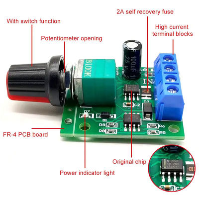 Controlador de Velocidade do Motor PWM CA-102A 2A 30W 1.8V 3V 5V 6V 12V