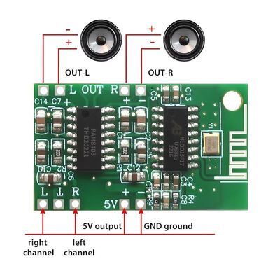 Módulo de Placa Amplificadora de Áudio Bluetooth Classe D PAM8403 5V CA-8469 Componente Digital