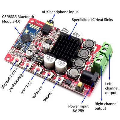 CA-7492 Bluetooth 5.0 Amplificador Modulo de Áudio DC8-25V 2 * 50W Amplificador de Potência Com TDA7492 Chip