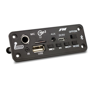 Card Style BT 5.0 FM Radio MP3/WAV Audio Decoder Board com Amplificador 2x3W e Gravador de Voz