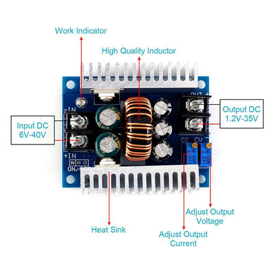 Módulo Step Down de conversor DC-DC Buck de 300W 20A com gama de limitação de corrente de 0,2-20A