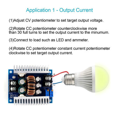 Módulo Step Down de conversor DC-DC Buck de 300W 20A com gama de limitação de corrente de 0,2-20A