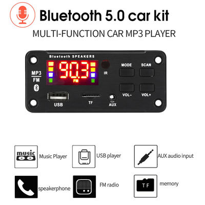 Módulo de amplificador de áudio de carro Bluetooth 5.0 de 50W com rádio USB TF FM e canais 5.0