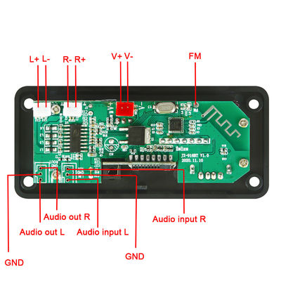 Módulo de amplificador de áudio de carro Bluetooth 5.0 de 50W com rádio USB TF FM e canais 5.0