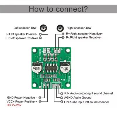 Mini Amplificador 2*40W DC 5V-26V Amplificador de Potência Modulo Receptores Amplificadores Board