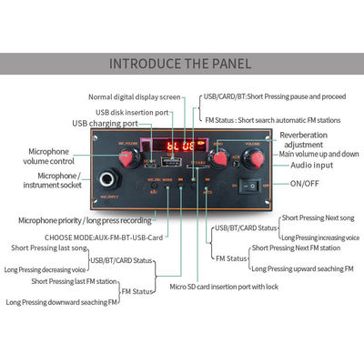2x10W Bluetooth 5.0 Stereo Motherboard com MP3 Decoder e FM Radio Função