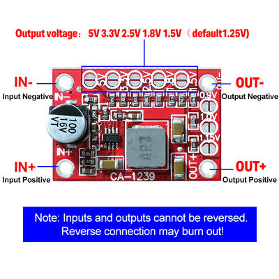 Módulo de energia Step Down CA-1239 Conversor Buck ajustável 5-15V Entrada 1.25V/1.5V/1.8V/2.5V/3.3V/5V Saída