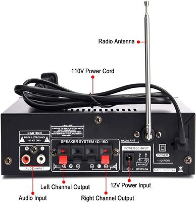 Amplificador de potência de áudio estéreo HIFI digital de 300W com ecrã LCD e Bluetooth