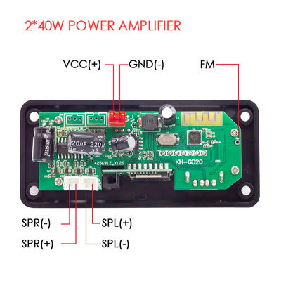 FLAC suportado 2 * 40W High Power Car Bluetooth Audio Motherboard com Bluetooth 5.0 para decodificação de música sem perdas