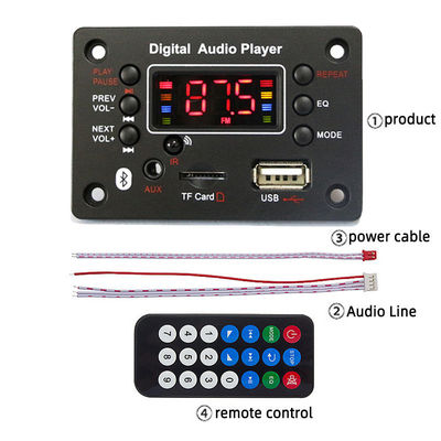 Bluetooth MP3 Decoder Board com USB FM Radio Voice Recorder Função Suporta Uso WAV e tela