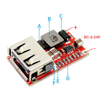 Tipo de montagem padrão 6-24V DC Step Down Power Module Off Board para Car USB Charger