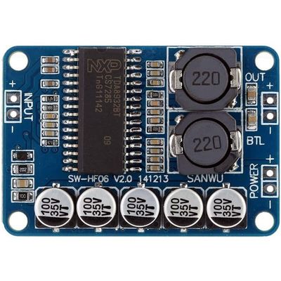 Modulo de amplificador de energia digital de 35 W TDA8932 Placa de áudio azul para tensão de trabalho DC 10-30V