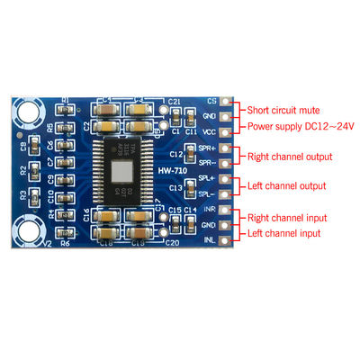 Placa amplificadora digital com chip TPA3116D2 com saída de 50W + 50W e alimentação de 12V-24V DC