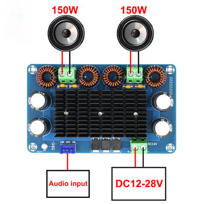 Placa de áudio amplificadora de alta potência 150W + 150W com saída DC 12-28V para equalizador estéreo de home theater