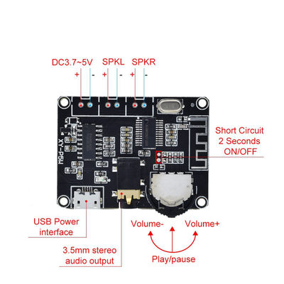 PAM8406 BT 5.0 Kit DIY Painel de amplificador de potência de áudio linear DC3.7-5V Áudio estéreo XY-P5W