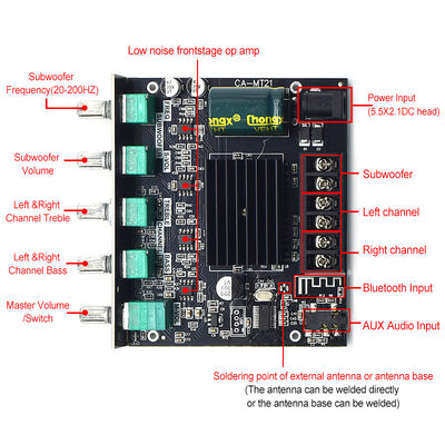 CA-MT21 2.1 Canal BT 5.0 Subwoofer Amplifier Board 2*50W+100W 12-24V AMP+BT