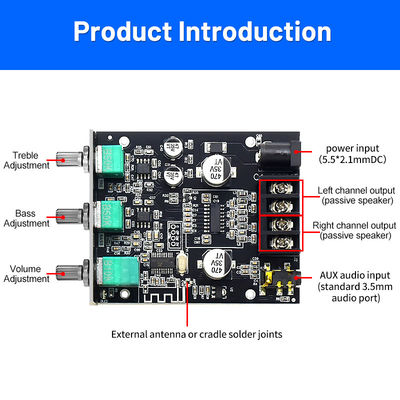 Placa amplificadora de áudio digital CA-502MT 5.0 BT 2*50W 12-24V AMP Module