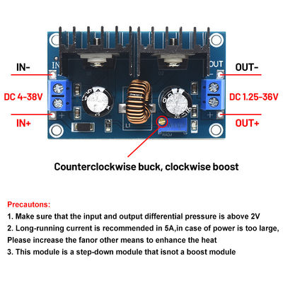 CA-4016 8A 200W Conversor de corrente contínua a corrente contínua montado no quadro XL4016 4-40V a 1,25-36V PWM