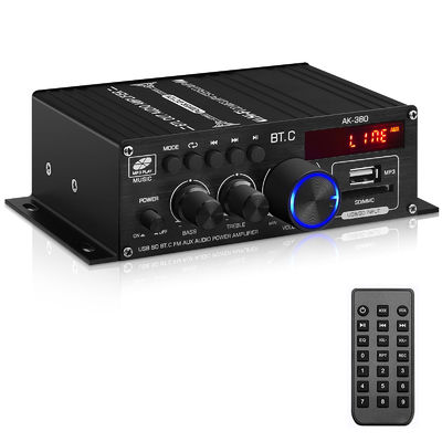 AK-380 USB SD Amplificador de Potência de Áudio 400W 2.0 CH HiFi Estéreo AMP Porta-vozes Bluetooth 5.0 Amp Receptor com controle remoto para casa