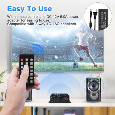 AK-380 USB SD Amplificador de Potência de Áudio 400W 2.0 CH HiFi Estéreo AMP Porta-vozes Bluetooth 5.0 Amp Receptor com controle remoto para casa