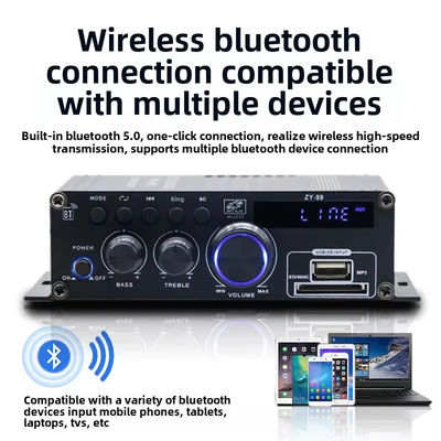 Amplificador de potência de canal duplo de 120W com equalizador para áudio estéreo HiFi